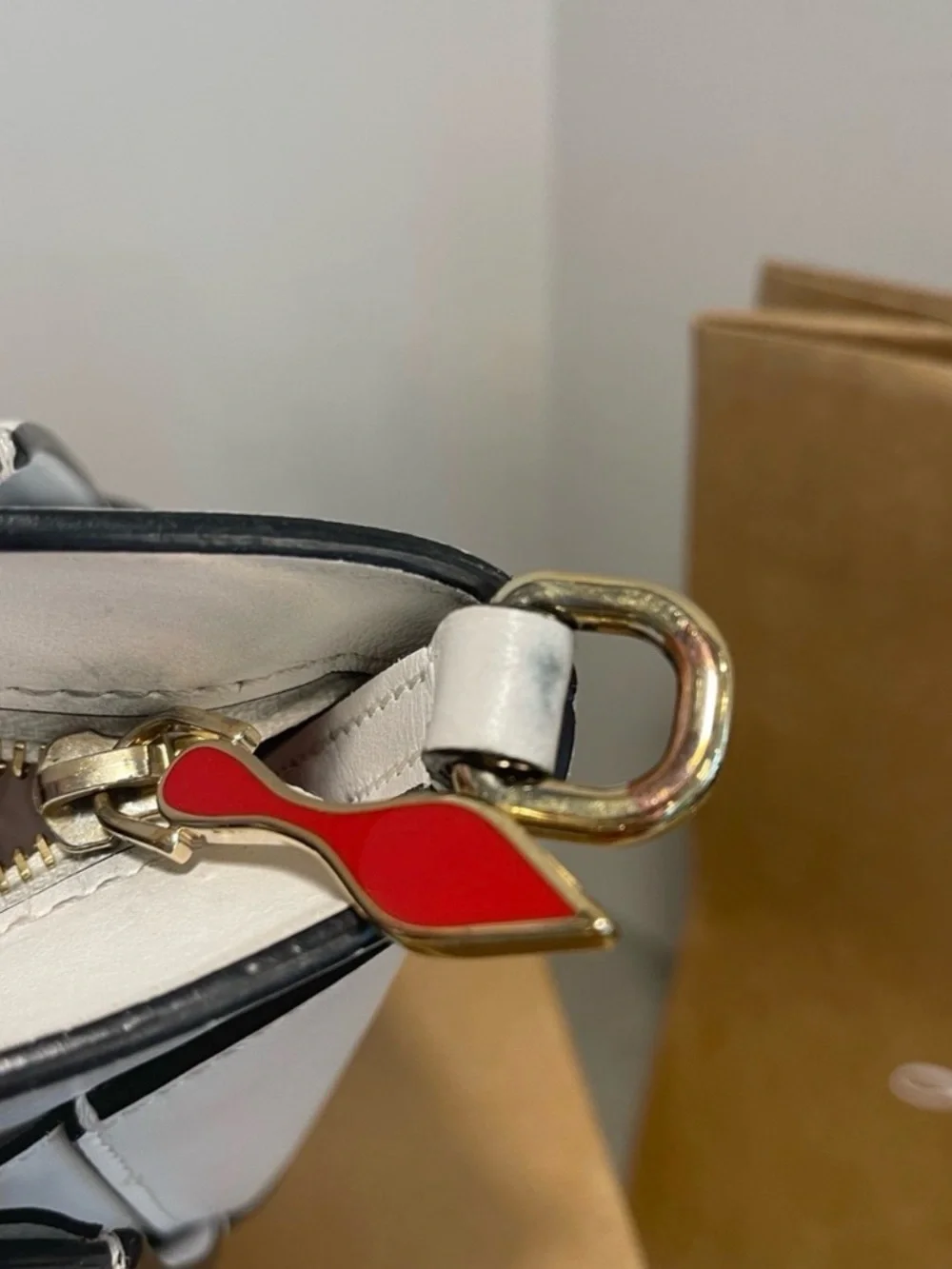 Christian Louboutin White Leather Studded Satchel